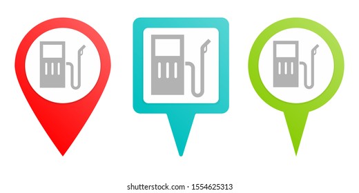 Petrol pin icon. Multicolor pin vector icon