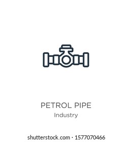 Petrol pipe icon. Thin linear petrol pipe outline icon isolated on white background from industry collection. Line vector sign, symbol for web and mobile