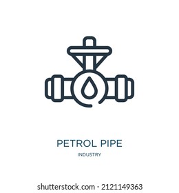 petrol pipe thin line icon. fuel, gasoline linear icons from industry concept isolated outline sign. Vector illustration symbol element for web design and apps.