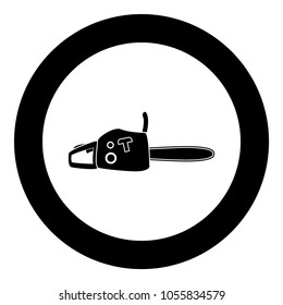 Petrol powered saw black icon in circle