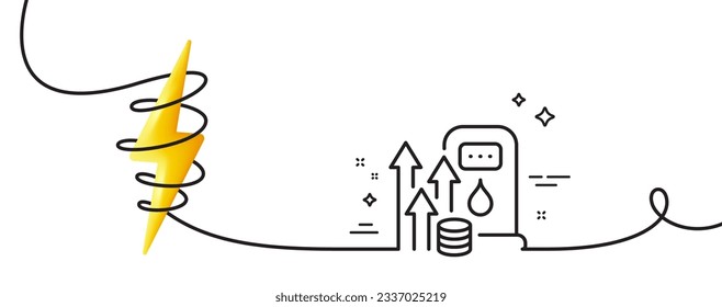 Petrol price line icon. Continuous one line with curl. Fuel price sign. Diesel rate symbol. Fuel price single outline ribbon. Loop curve with energy. Vector