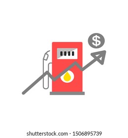 Petrol pump flat design, gas price increase, oil price increase