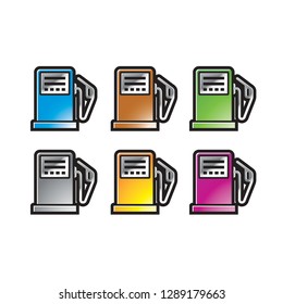 petrol pump icon color variations isolated on white vector drawing