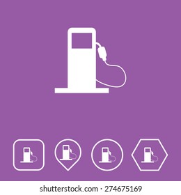 Petrol Pump Icon on Flat UI Colors with Different Shapes. Eps-10.