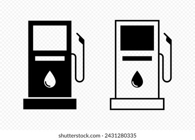 Petrol pump icon set isolated on transparent background svg