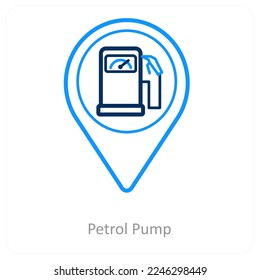 Concepto de bomba de gasolina e icono de ubicación