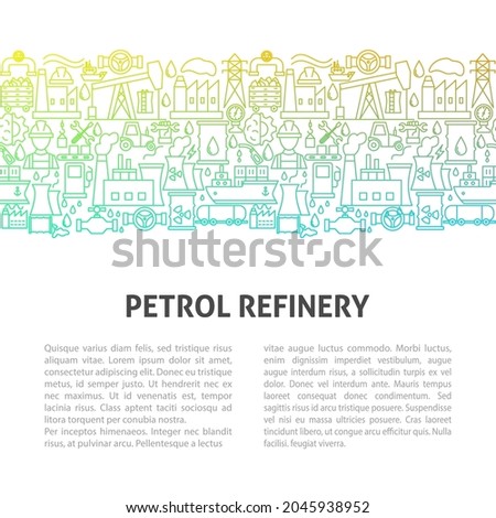 Petrol Refinery Line Template. Vector Illustration of Outline Design.