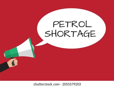 Petrol shortage simple megaphone vector illustration on a red background