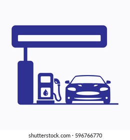 Petrol Station Icon. Flat Graphic Vector Gas Pump And Car Symbol Design