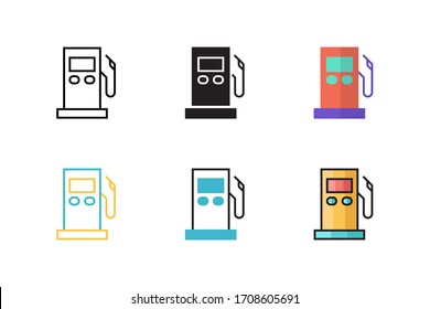 petrol station icon vector illustration with different style design. isolated on white background