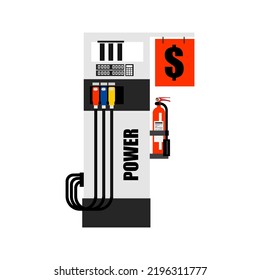 The Petrol Station illustration on isolated blackground.