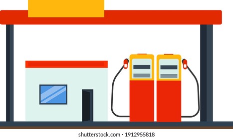 Tankstelle, Illustration, Vektorgrafik auf weißem Hintergrund.