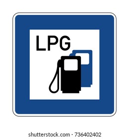 Petrol Station With LPG, German Traffic Sign