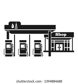 Petrol station with shop icon. Simple illustration of petrol station with shop vector icon for web design isolated on white background