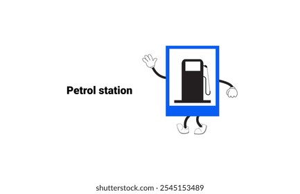 Petrol station sign graphic vector illustration with cartoon characters. Graphic design is suitable for children's education, story books, or traffic safety materials. vector illustration