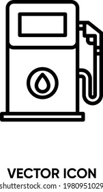 Icono vectorial de la estación de gasolina. Ilustración vectorial plana moderna y simple para sitio web o aplicación móvil. Símbolo de la gasolinera, ilustración del logotipo. Gráficos vectoriales perfectos para píxeles	