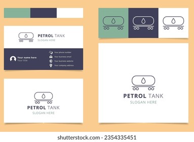 Petrol tank logo design with editable slogan. Branding book and business card template.