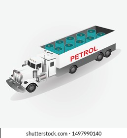 Petrol transporting truck, isometrical vector illustration