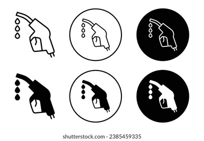 Petrol vector illustration set. Gasoline or diesel pump nozzle icon for UI designs. Suitable for apps and websites.