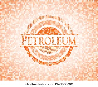 Petroleum abstract orange mosaic emblem with background