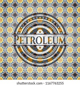 Petroleum arabic emblem background. Arabesque decoration.