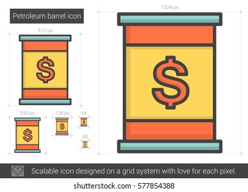 Petroleum barrel vector line icon isolated on white background. Petroleum barrel line icon for infographic, website or app. Scalable icon designed on a grid system.