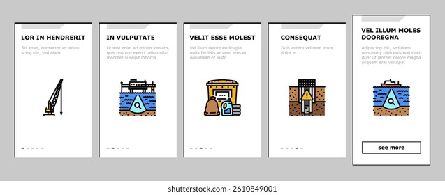 petroleum engineer oil industry onboarding mobile vector. energy gas, fuel power, industrial technology, construction factory, plant petroleum engineer oil industry Illustrations