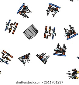 petroleum engineer oil industry vector seamless pattern thin line illustration