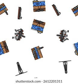 petroleum engineer oil industry vector seamless pattern thin line illustration