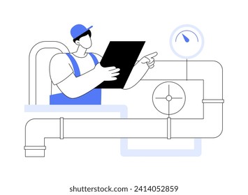 Petroleum engineering isolated cartoon vector illustrations. Smiling petroleum engineering student makes notes and checks pipeline, masters degree, pressure under control vector cartoon.