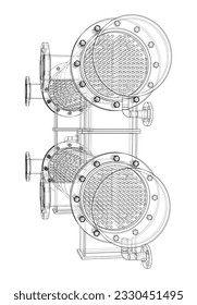 Petroleum Equipment. Vector rendering of 3d. Wire-frame style