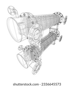 Petroleum Equipment. Vector rendering of 3d. Wire-frame style