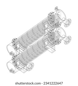 Petroleum Equipment. Vector rendering of 3d. Wire-frame style. Orthographic