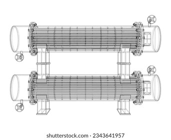 Petroleum Equipment. Vector rendering of 3d. Wire-frame style