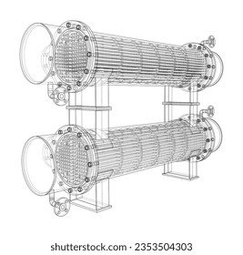 Petroleum Equipment. Vector rendering of 3d. Wire-frame style