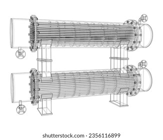 Petroleum Equipment. Vector rendering of 3d. Wire-frame style