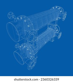 Petroleum Equipment. Vector rendering of 3d. Wire-frame style