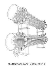 Petroleum Equipment. Vector rendering of 3d. Wire-frame style