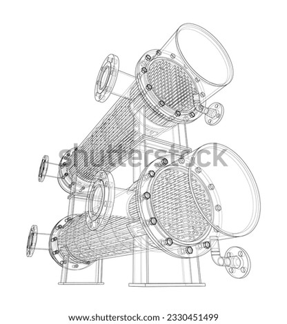 Petroleum Equipment. Vector rendering of 3d. Wire-frame style