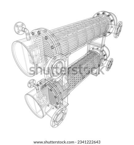 Petroleum Equipment. Vector rendering of 3d. Wire-frame style