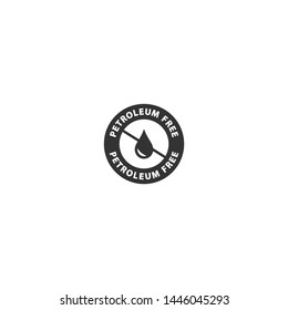 Petroleum free black vector circle stamp. No petroleum badge label for cosmetics packaging.