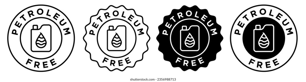 petroleum free icon. No petroleum usage in cosmetic beauty product round symbol. Zero crude oil content circular badge sticker 