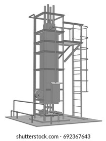 Petroleum gas heating furnace. Tracing illustration of 3d.