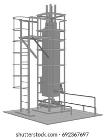 Petroleum gas heating furnace. Tracing illustration of 3d.