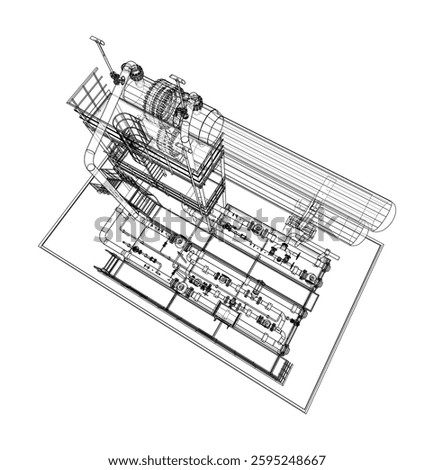 Petroleum heater exchanger. Vector rendering of 3d. Wire-frame style