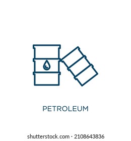 petroleum icon. Thin linear petroleum outline icon isolated on white background. Line vector petroleum sign, symbol for web and mobile