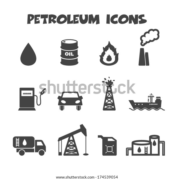 petroleum icons, mono vector symbols - Stock Image - Everypixel