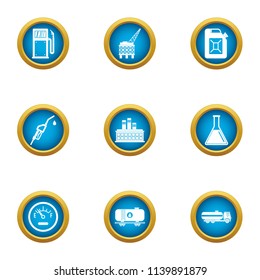 Petroleum icons set. Flat set of 9 petroleum vector icons for web isolated on white background