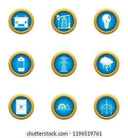 Petroleum icons set. Flat set of 9 petroleum vector icons for web isolated on white background