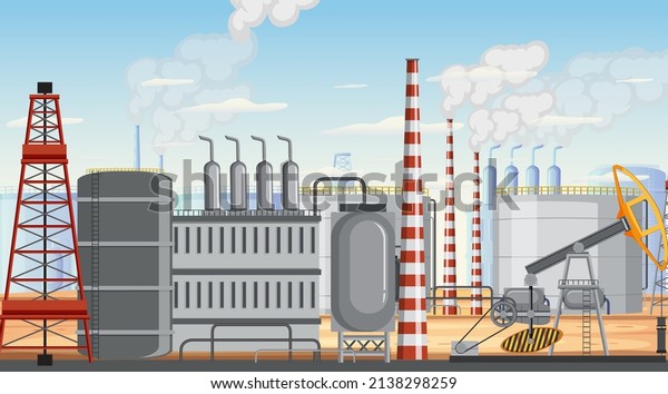 Petroleum industry\
scene concept \
illustration